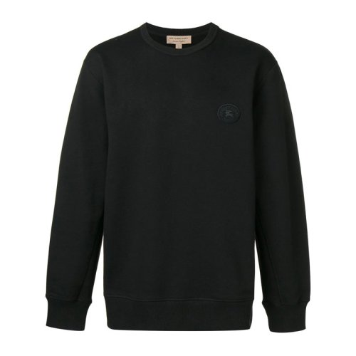 Burberry/博柏利 男裝 服飾 黑色棉質(zhì)騎士標(biāo)志圓領(lǐng)長袖運動衫 男衛(wèi)衣