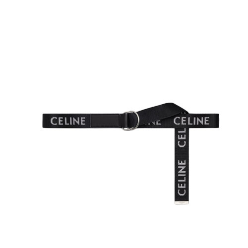 CELINE/賽琳 22年春夏新款 男士黑色中號提花織物和牛皮革雙環(huán)腰帶30毫米45AVS2AEO.38SI
