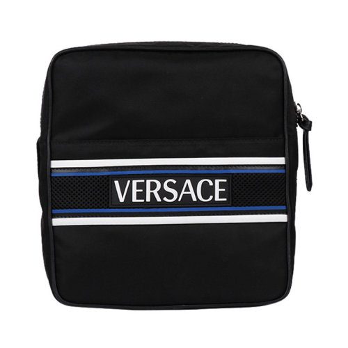 VERSACE/范思哲 男士 黑色 尼龍品牌LOGO斜挎包單肩包 DL27418 DNYNV D41P HJH0015X