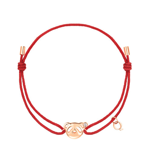 QEELIN/麒麟珠寶 22新款Bo Bo系列 18K金玫瑰金鑲鉆熊貓小紅繩手鏈BB-040-XQRCBL-RGD