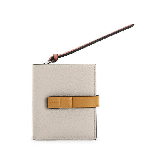 LOEWE/羅意威 21新款 女士淺燕麥色/蜂蜜色粒面小牛皮按扣拉鏈錢包0010578490