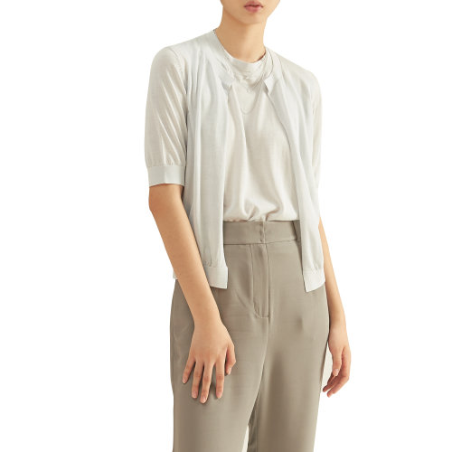 19年秋冬款nisiss/怡夕絲綿混合短袖針織開衫女士針織衫/毛衣Y155SK01