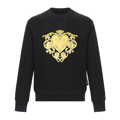 VERSACE JEANS/范思哲牛仔 男士黑色棉質(zhì)經(jīng)典字母徽標(biāo)裝飾圓領(lǐng)長(zhǎng)袖上衣衛(wèi)衣運(yùn)動(dòng)衫套頭衫 B7GVB7EB-30310-K42