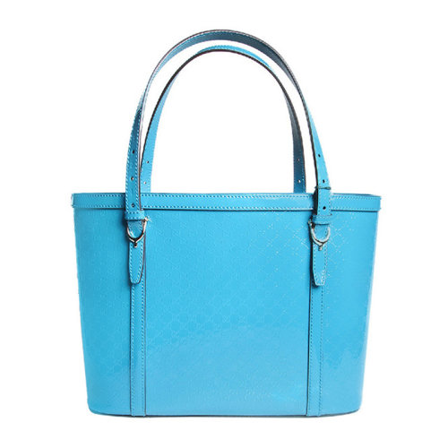 GUCCI/古馳 女士藍(lán)色漆皮雙G標(biāo)志印花單肩包手提包購物袋女包 336776-AV12G-4618