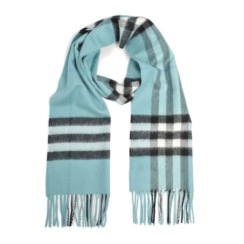 BURBERRY/博柏利 男女通用 中性水藍(lán)色羊絨格紋圍巾圍脖 3963507