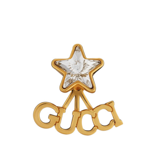 GUCCI/古馳  金色金屬手寫體GUCCI水晶星星細(xì)節(jié)單邊耳釘679076J1D508031