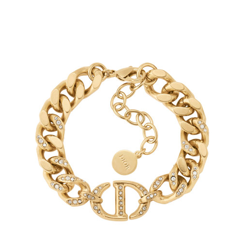 DIOR/迪奧 22春夏新款CD NAVY系列 女士金色飾面金屬鑲透明水晶鏈條式手鏈B1572CDNCY_D336