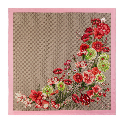 GUCCI/古馳 古琦 女士花卉印花真絲絲巾方巾 528941 3G001 9772