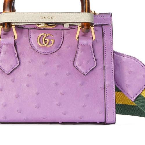  GUCCI古馳 22年秋冬 女士 Gucci Diana竹節(jié)鴕鳥皮迷你托特包 702732 EY0UT 5269
