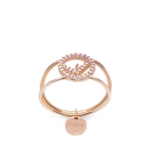 FENDI/芬迪  F FENDI系列 女士玫瑰金金屬Fendi刻字的個性化吊墜粉紅色的晶體戒指8AG9306DMF15IG