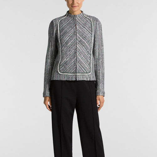 St.John/盛薔復(fù)古修身粗花呢長袖針織外套女士夾克K61X041