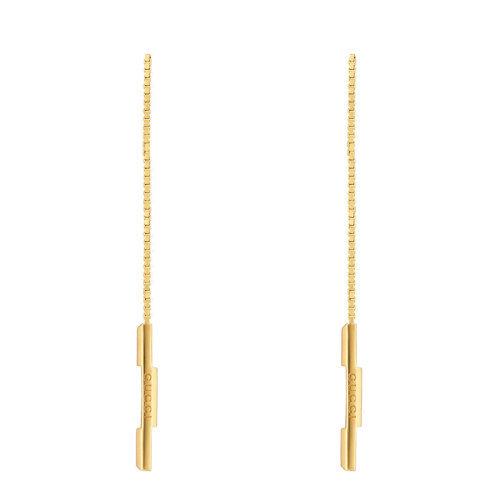 GUCCI/古馳  Link to Love系列 18k金黃金條形Gucci銘文吊墜耳環(huán)662115J85008000