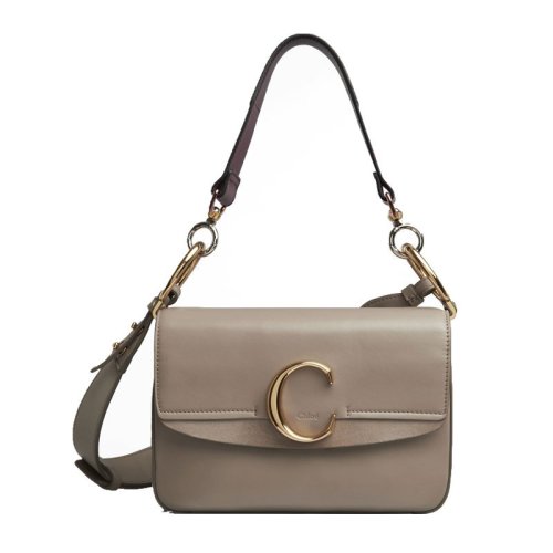 CHLOE/克洛伊 新款Chloe C女士小號大象灰牛皮單肩包