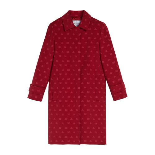 MaxMara/麥絲瑪拉 22年早春新款 UNNO系列 女士紅色棉質混紡老花印花防水風衣夾克1121012106004