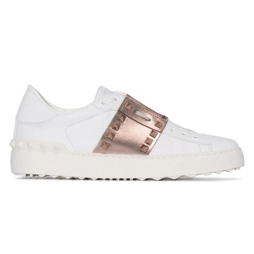 Valentino/華倫天奴  女裝女士白色皮革時(shí)尚百搭金色鉚釘裝飾低幫休閑運(yùn)動(dòng)鞋   WW2S0A01HEL 155