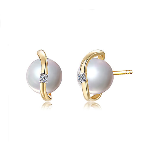 zhuella/珠艾樂(lè) 星軌系列 日本海水珠18k金鉆石星軌耳環(huán)耳釘耳飾