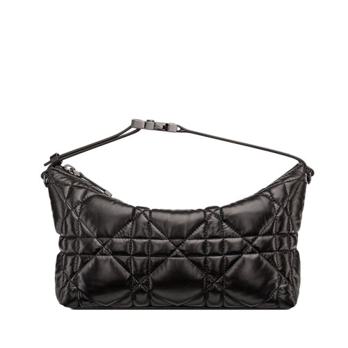 DIOR/迪奧 22春夏新款DIORTRAVEL NOMAD系列 女士中號(hào)黑色超大藤格紋牛皮革拉鏈開(kāi)合手拿手提包S5554BMIG_M900