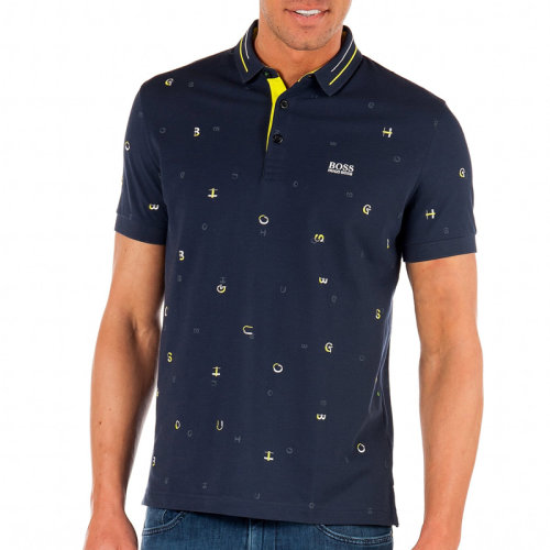Hugo Boss 雨果博斯  男裝 服飾 藍色棉潮流花紋休閑舒適男士短POLO Paddy750404209