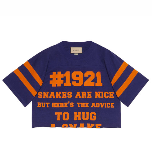 GUCCI/古馳女士紫色棉質短袖T恤660868XJDKG4448