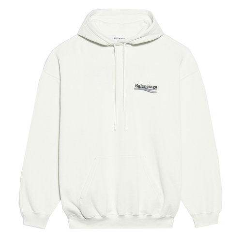 Balenciaga/巴黎世家 女士白色黑色和藍色毛圈抓絨中號剪裁政治競選連帽衫衛(wèi)衣578135TKVI99084