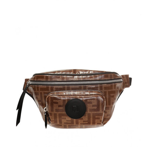 FENDI/芬迪 男女同款 棕色織物配皮時(shí)尚腰包 7VA446A5K4F17PZ