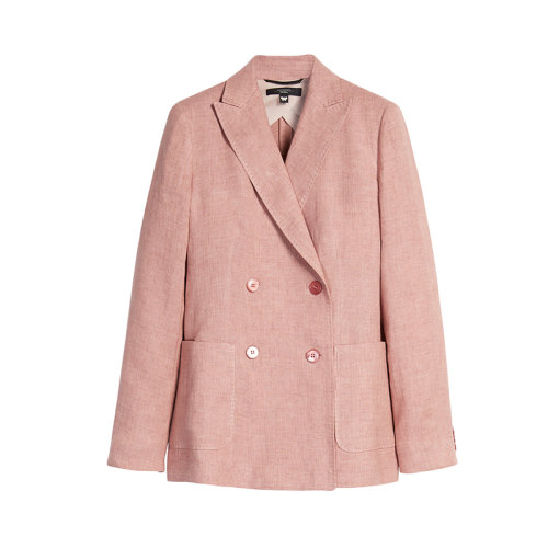 MaxMara/麥絲瑪拉 22年早春新款 FERTILE系列 女士做舊粉色純亞麻帆布雙排扣西裝外套夾克5041042106012