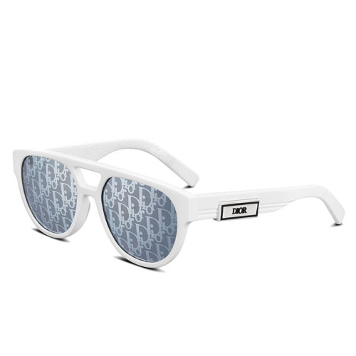 DIOR/迪奧 22年早春新款 DIORB23 R1I系列 男士藍(lán)色老花圖案鏡片白色醋酸纖維潘托斯鏡框太陽鏡墨鏡DB23R1IRT_50B8