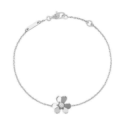 Van Cleef & Arpels/梵克雅寶 經(jīng)典Frivole系列 18k金白金鑲嵌鉆石三瓣花朵迷你手鏈VCARP0J500