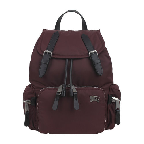 BURBERRY/博柏利 巴寶莉The Rucksack女包 女士戰(zhàn)馬騎士徽標(biāo)酒紅色尼龍雙肩包翻蓋背包 80067221
