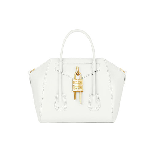 Givenchy/紀(jì)梵希 22新款 女士白色小牛皮磁性封口拆卸掛鎖調(diào)節(jié)拆卸肩帶金色飾面單肩斜挎手提包BB50J0B13A-105