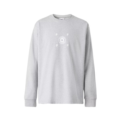 BURBERRY/博柏利 22年秋冬新款 Pop Trading Company聯(lián)名系列 男士淺麻灰色純棉徽標圖案長袖T恤上衣80548561