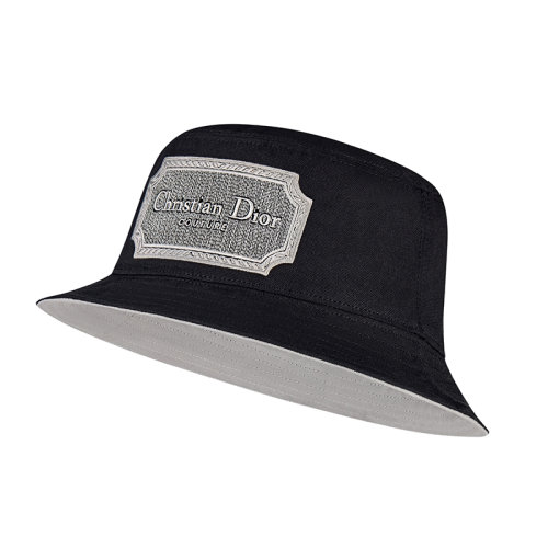 DIOR/迪奧 22年秋冬新款 男士黑色純棉飾有淺灰色刺繡LOGO圖案漁夫帽243C907E4511_C988