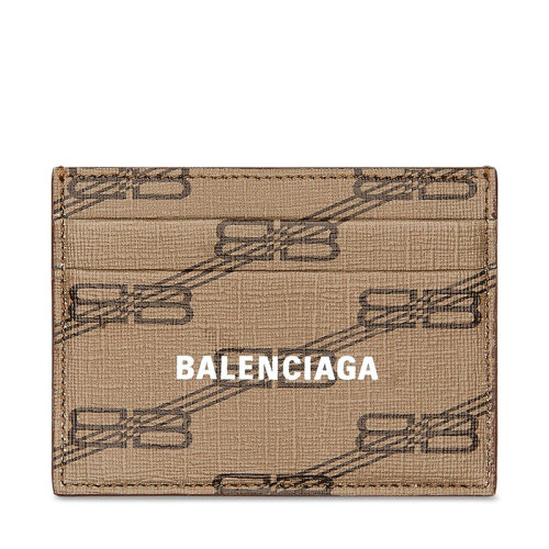 Balenciaga/巴黎世家 22新款 女士米色/棕色BB老花印花帆布卡夾594309210DA2762