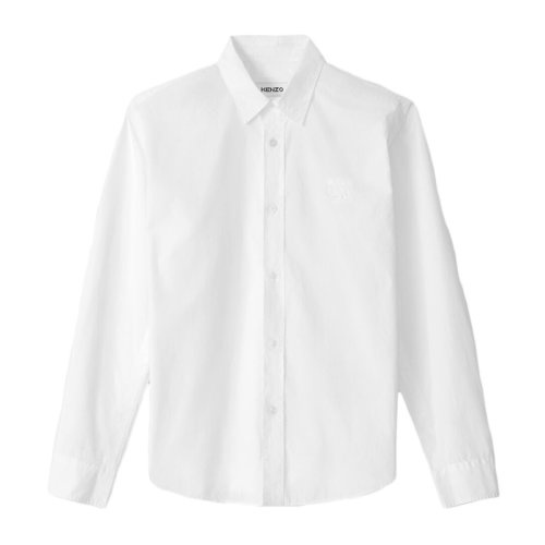 Kenzo/高田賢三  男裝 服飾 白色棉質(zhì)翻領(lǐng)襯衣 男士長袖襯衫