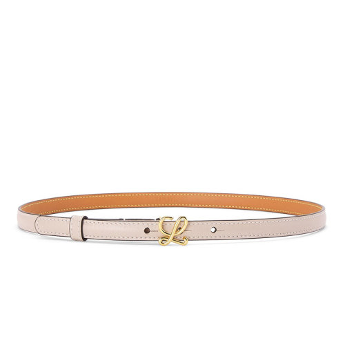 LOEWE/羅意威新款 女士淺燕麥色/金色光滑牛皮革L型金扣腰帶15毫米E619Z16X05-3971