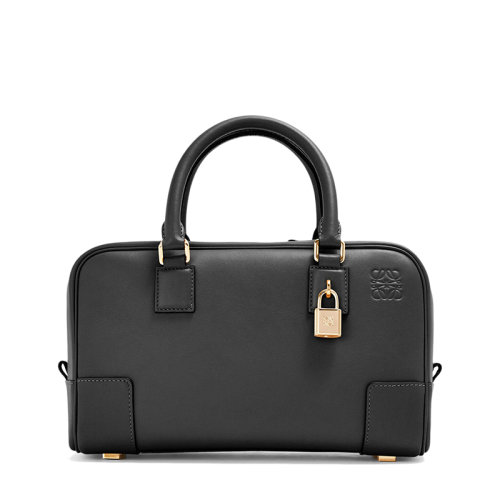 LOEWE/羅意威 Amazona 23系列 女士黑色納帕小牛皮金色掛鎖裝飾單肩斜挎手提包0010640738