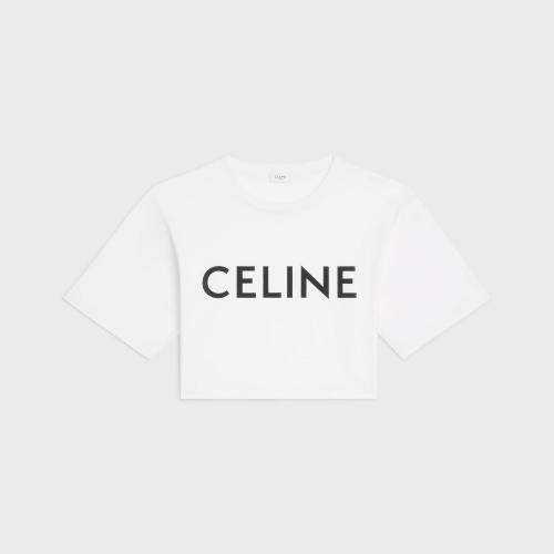  CELINE賽琳思琳 22年秋冬 女士 短袖T恤 T-SHIRT CROPPED CELINE JERSEY COTON 2X761671Q.01EA