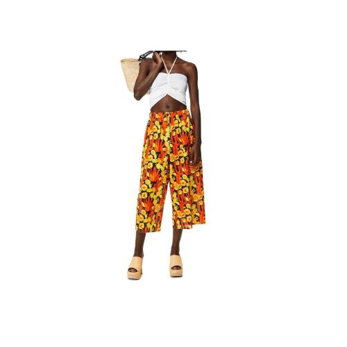  LOEWE羅意威 22年秋冬 女士 休閑褲 Cactus print cropped trousers in cotton S616Y04X39-893