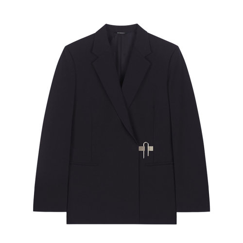 Givenchy/紀(jì)梵希 22年早春新款 女士黑色純羊毛飾掛鎖西裝外套BW30D713N5-001