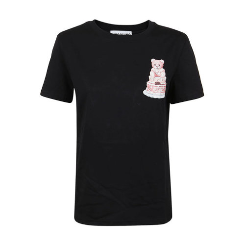 MOSCHINO/莫斯奇諾  時(shí)尚百搭 女性小熊圖案 白色/黑色圓領(lǐng)棉質(zhì) 女士短袖T恤