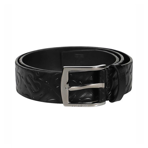 BURBERRY/博柏利 男士黑色小牛皮經(jīng)典TB徽標(biāo)壓花腰帶 8015603