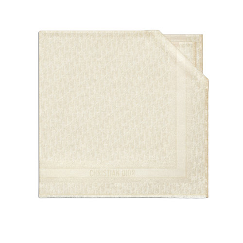 DIOR/迪奧 22年早春新款 女士金色桑蠶絲混紡拼金屬光澤線老花印花方形流蘇披肩絲巾21DOB140I676_CO90