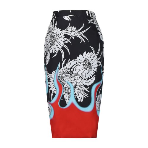 PRADA LINEA ROSSA 混色 時尚印花 女士半身裙 21H817 1R83 F0N98