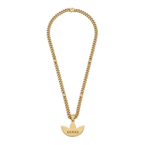  GUCCI古馳 22年秋冬 女士 adidas x Gucci聯(lián)名系列飾Trefoil吊墜馬銜索鏈項(xiàng)鏈 702926 J1631 80