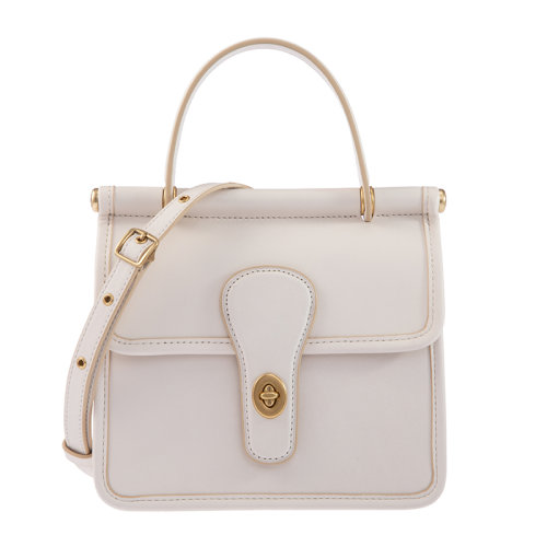 COACH/蔻馳【專柜款】Willis系列18女士白色皮革旋鎖開合單肩包斜挎包手提包女包 5789B4HA