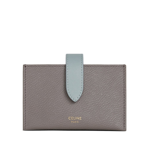 CELINE/賽琳 21新款 女士卵石色礦物色雙色粒面小牛皮風(fēng)琴卡夾卡包10B693BRU.10PI