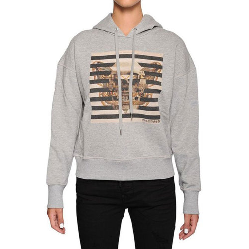 Alexander McQueen/亞歷山大麥昆  女裝 骷髏頭裝飾 女士灰色棉質(zhì)時(shí)尚連帽秋冬衛(wèi)衣 543349QLZ470902