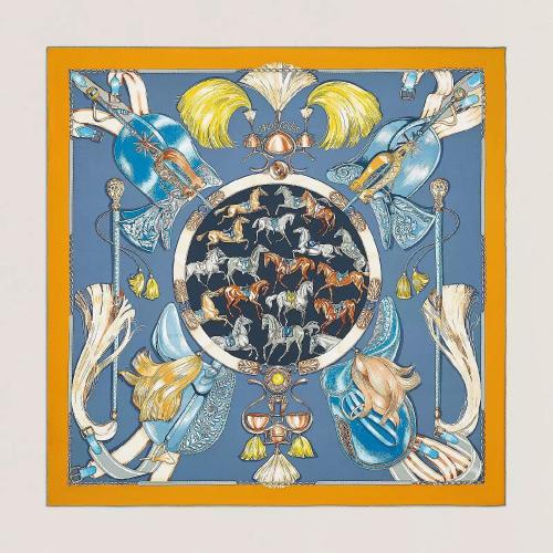  HERMES愛馬仕 22年秋冬 女士 披肩 Carre 90 Cavalcades H001829S 02