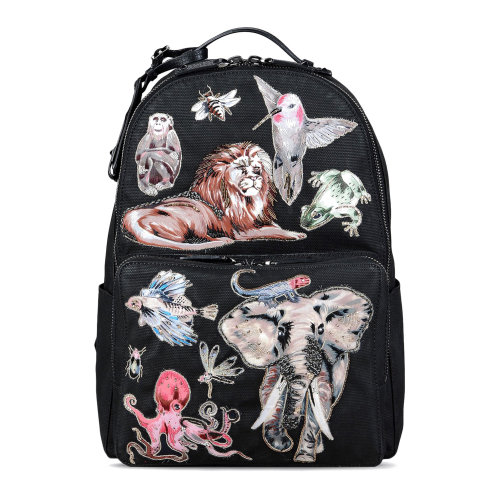 Valentino/華倫天奴 女士 黑色動(dòng)物圖案雙肩包背包 KY0B0340CBU 0NO HJH0015X