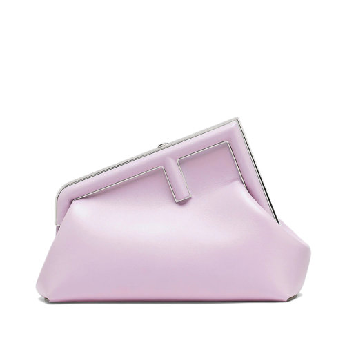 FENDI/芬迪 22新款First系列 女士小號淡紫色納帕羊皮革金屬斜向F形搭扣開合單肩手拿包8BP129ABVEF1HOS